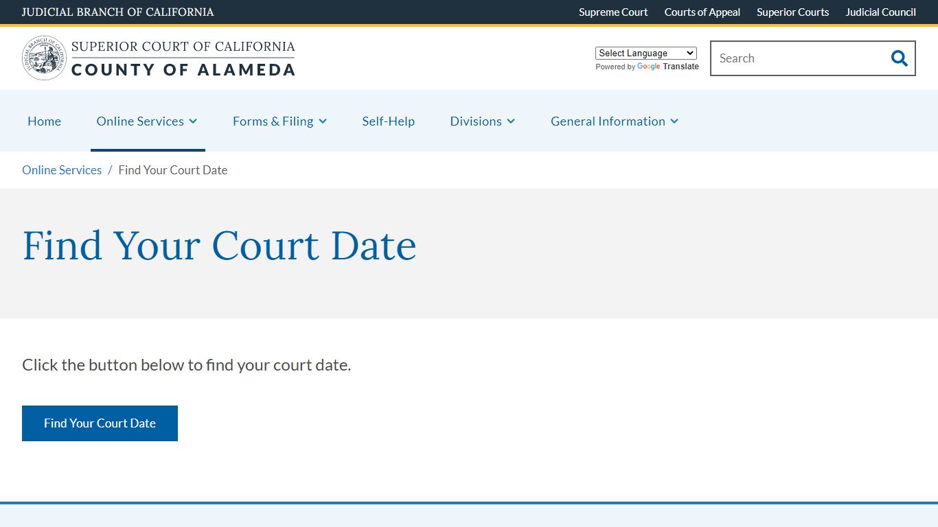 Find Your Court Date - Alameda County Superior Court